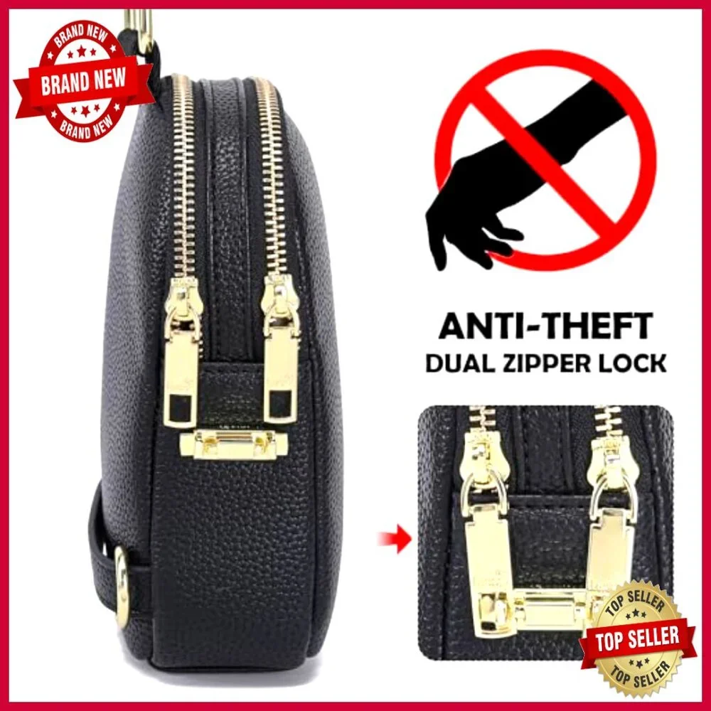 Small Vegan Leather Crossbody Bag with RFID Blocking Anti-Theft Lock - Picture 3 of 7